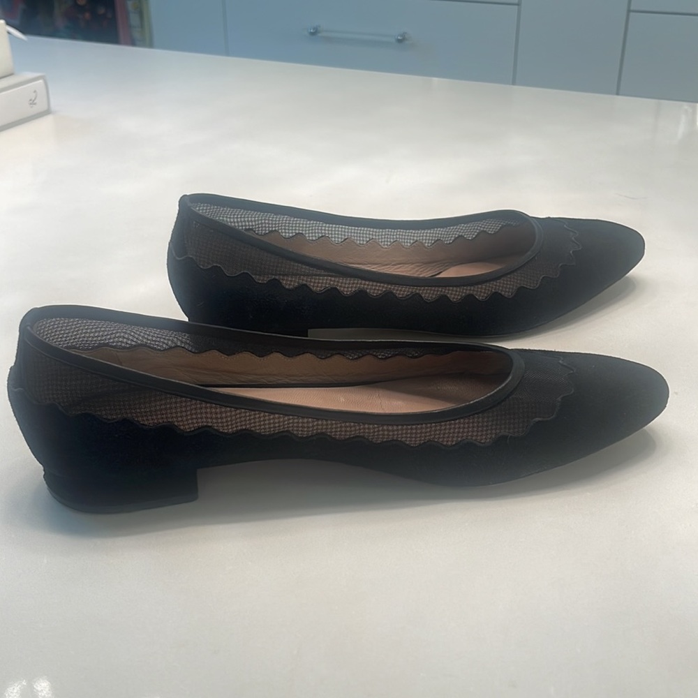 Chloe Lauren scalloped suede flats